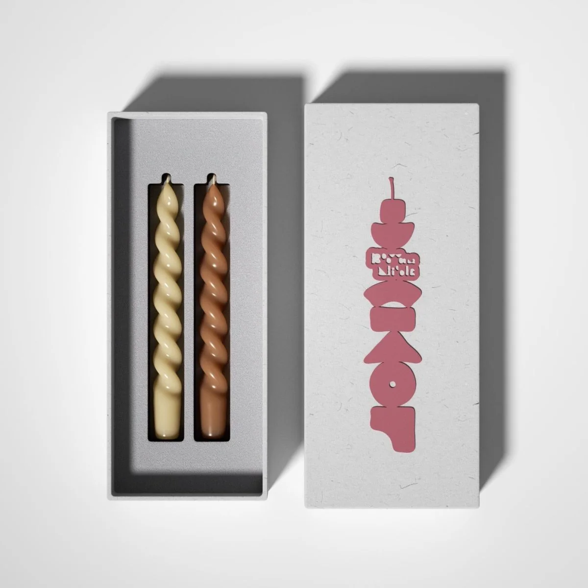 PLAY Spiral Taper Candle - Set of 2 - Buttercream Yellow & Chestnut Brown - Image 7