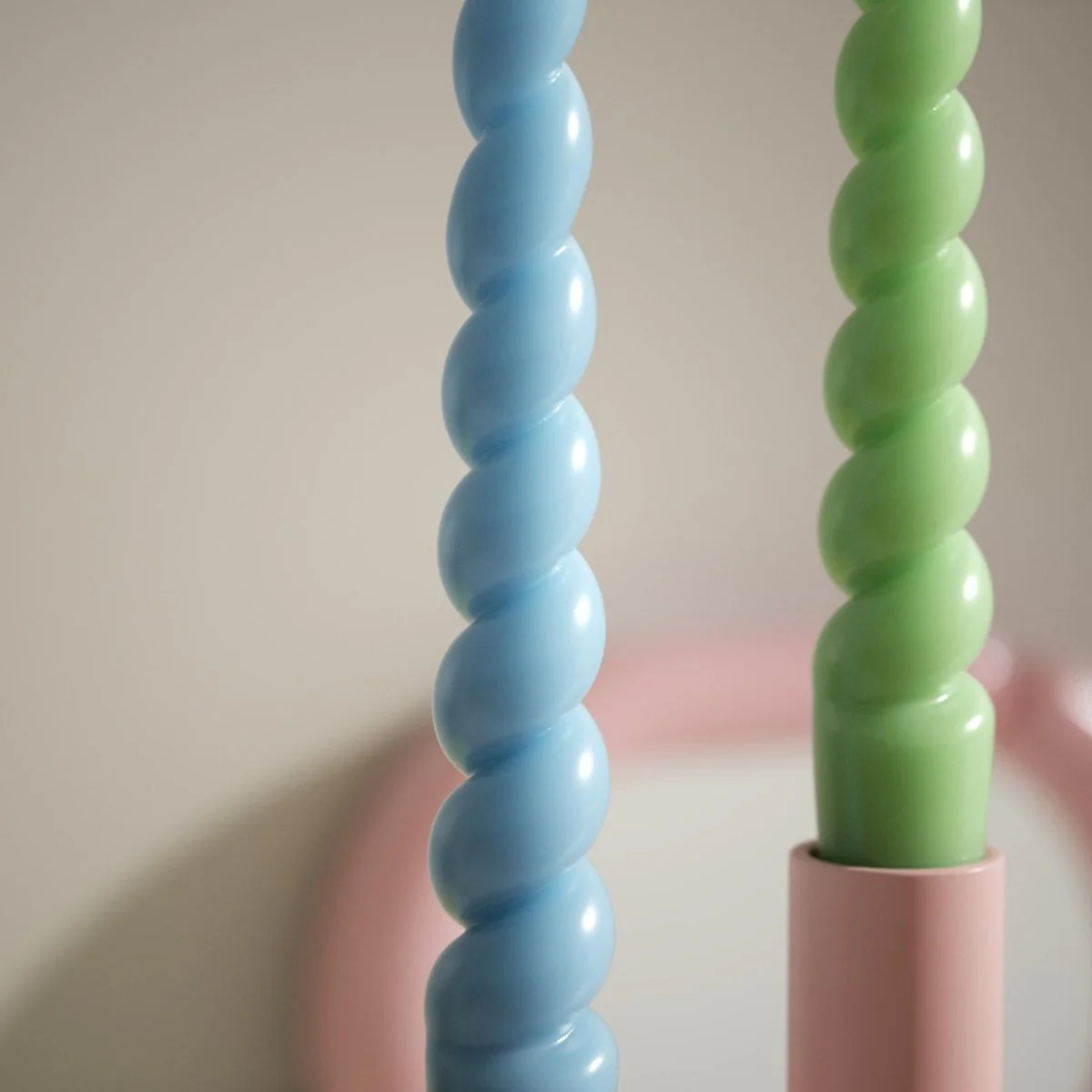 PLAY Spiral Taper Candle - Set of 2 - Oceanic Sky Blue & Spring Bud Green - Image 5