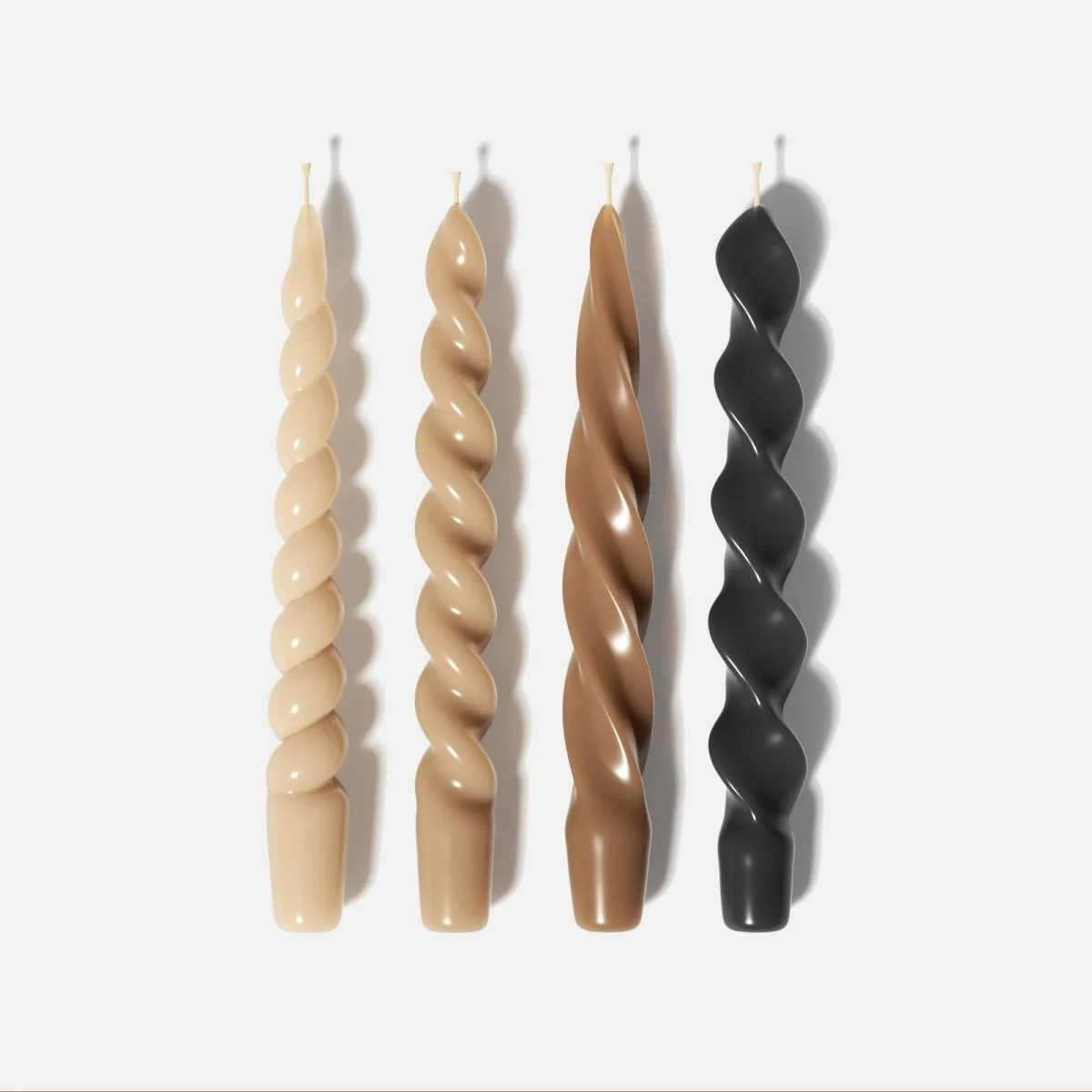 PLAY Spiral Taper Candle - Set of 4 - Cream & Taupe & Bronze & Charcoal