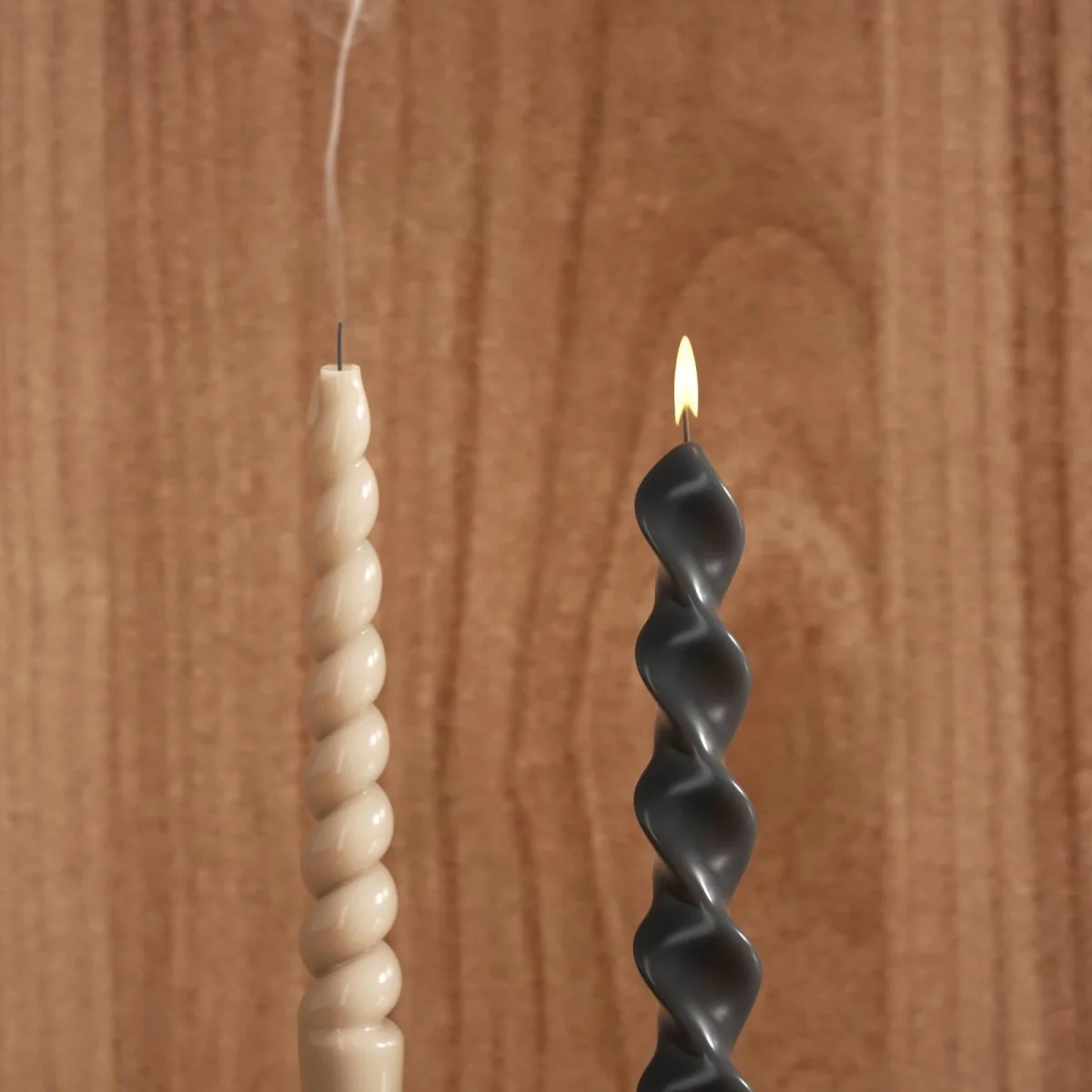 PLAY Spiral Taper Candle - Set of 4 - Cream & Taupe & Bronze & Charcoal - Image 3