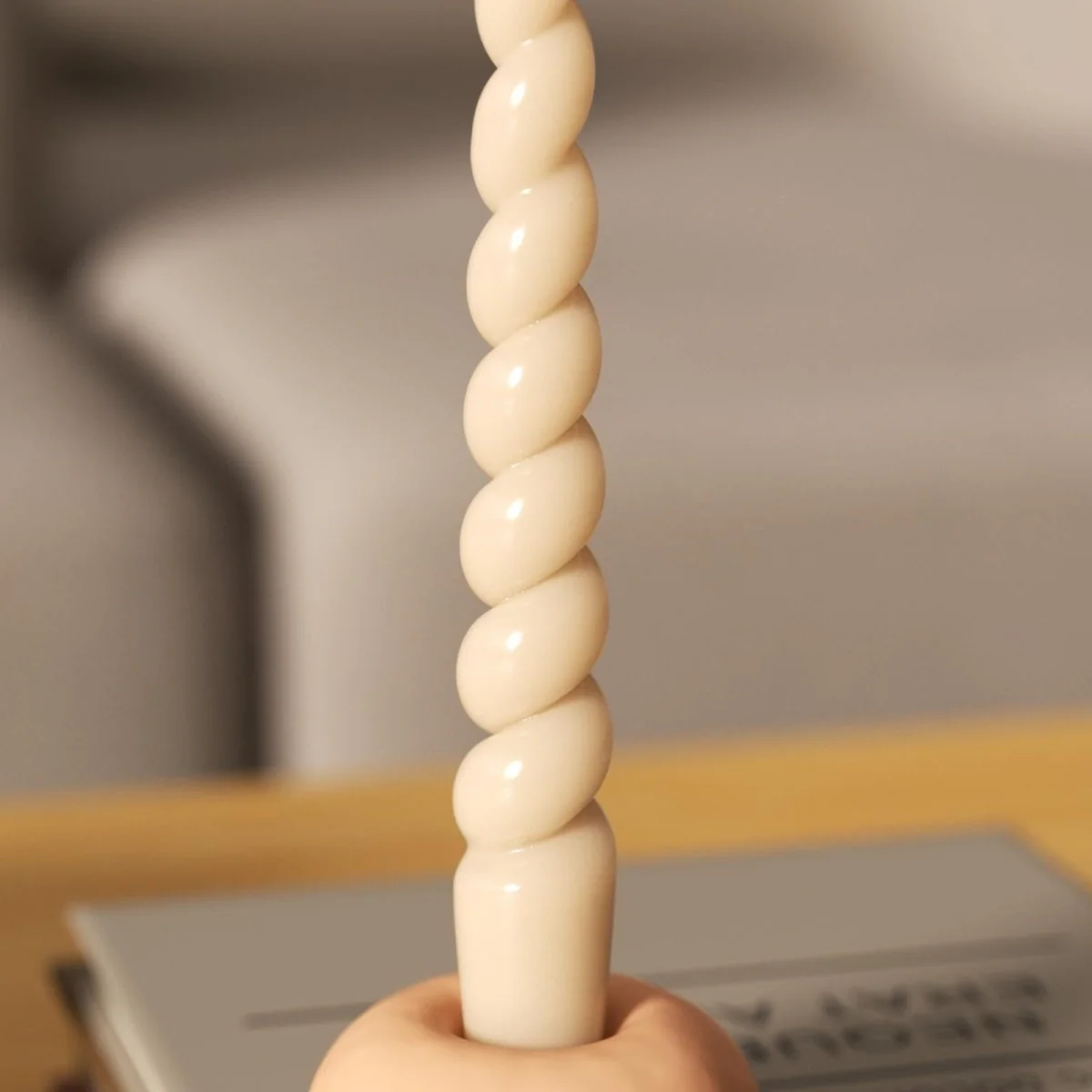 PLAY Spiral Taper Candle - Set of 4 - Cream & Taupe & Bronze & Charcoal - Image 5