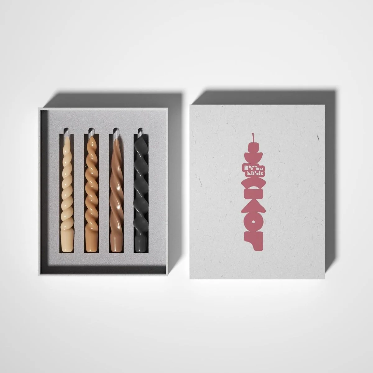 PLAY Spiral Taper Candle - Set of 4 - Cream & Taupe & Bronze & Charcoal - Image 7