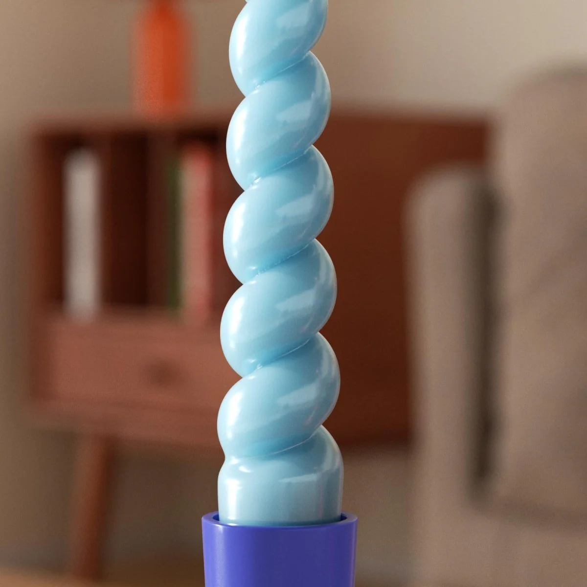 PLAY Spiral Taper Candle - Set of 4-Pastel Pink & Lemon Yellow & Mint Green & Sky Blue - Image 3