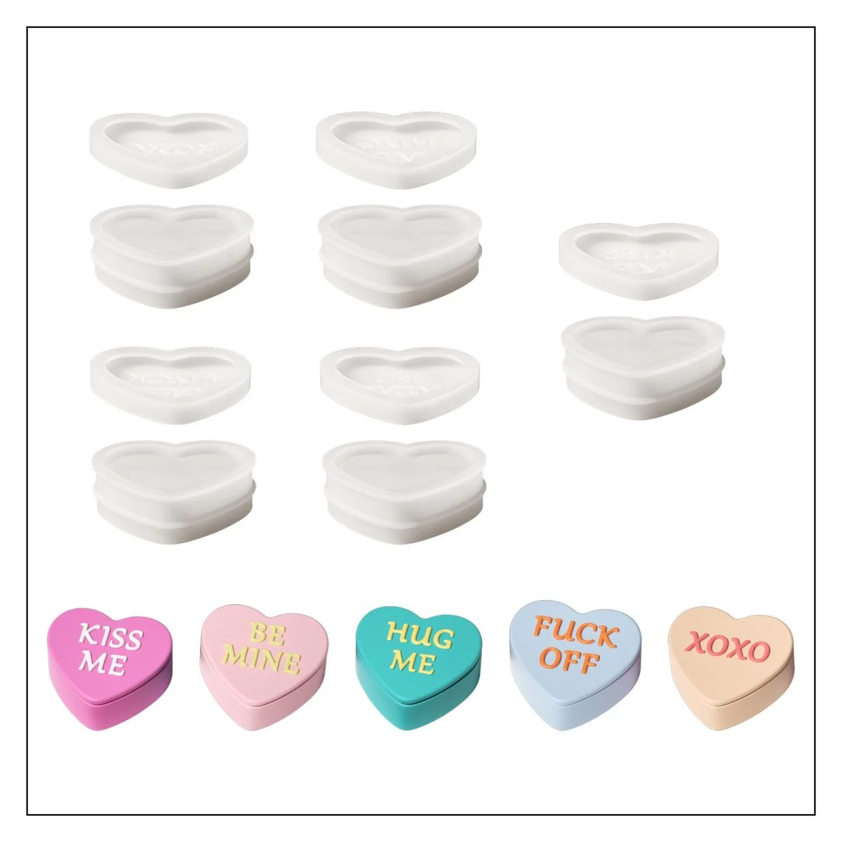 Playful Love Notes Heart Storage Jar Silicone Mold Collection - Image 17