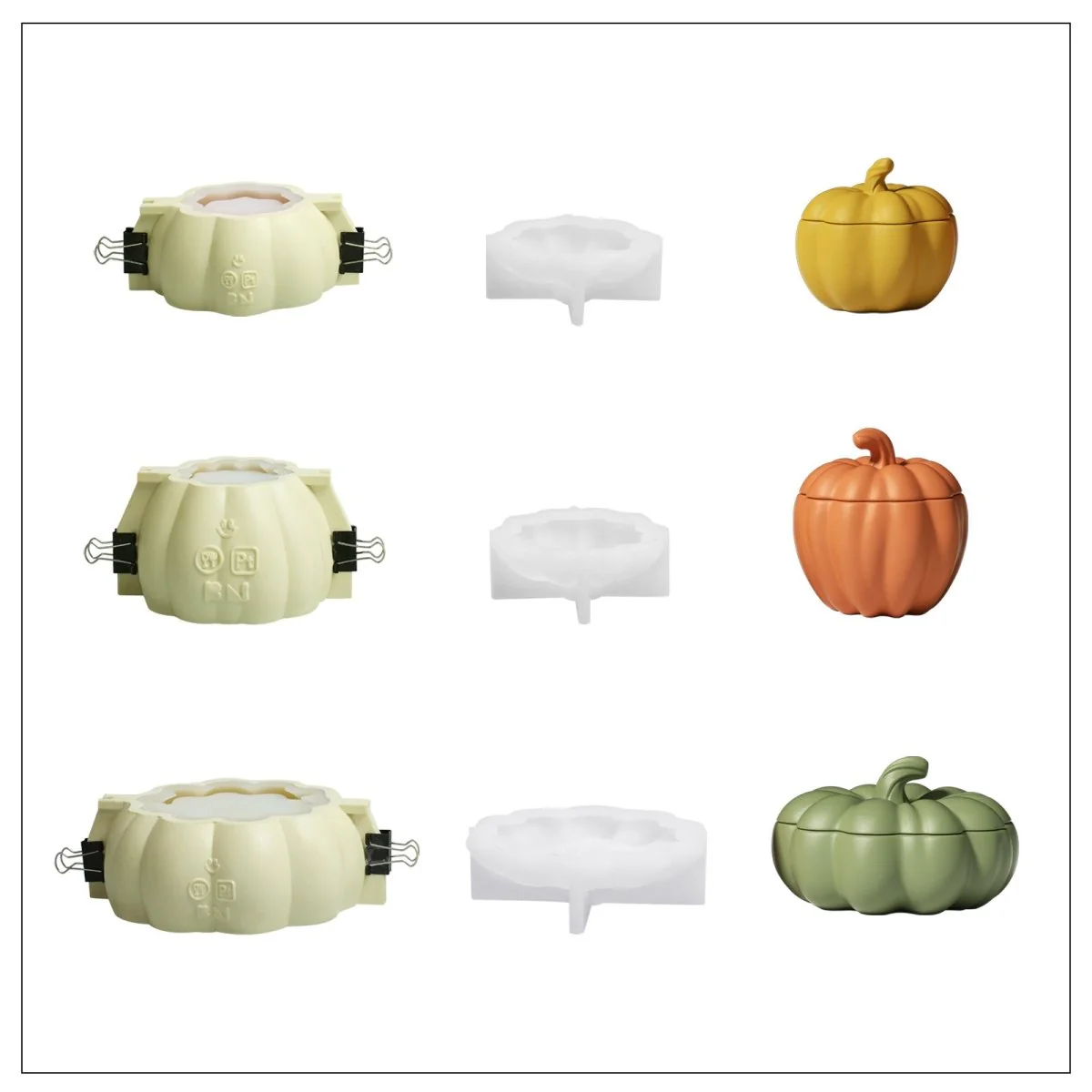 Classic Flat Pumpkin Candle Jar Silicone Mold Collection - Image 13