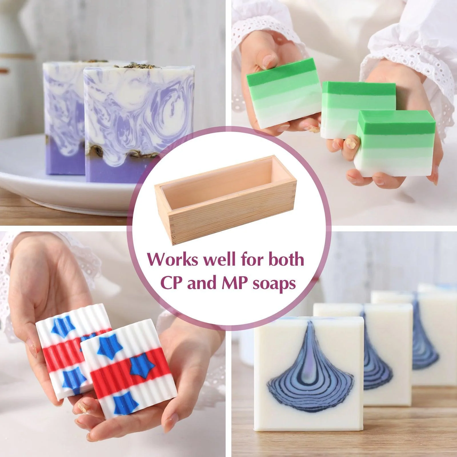 Rectangular Silicone Loaf Soap Mold with Wood Box for Making 3*3 inch Soap Bars - Image 8