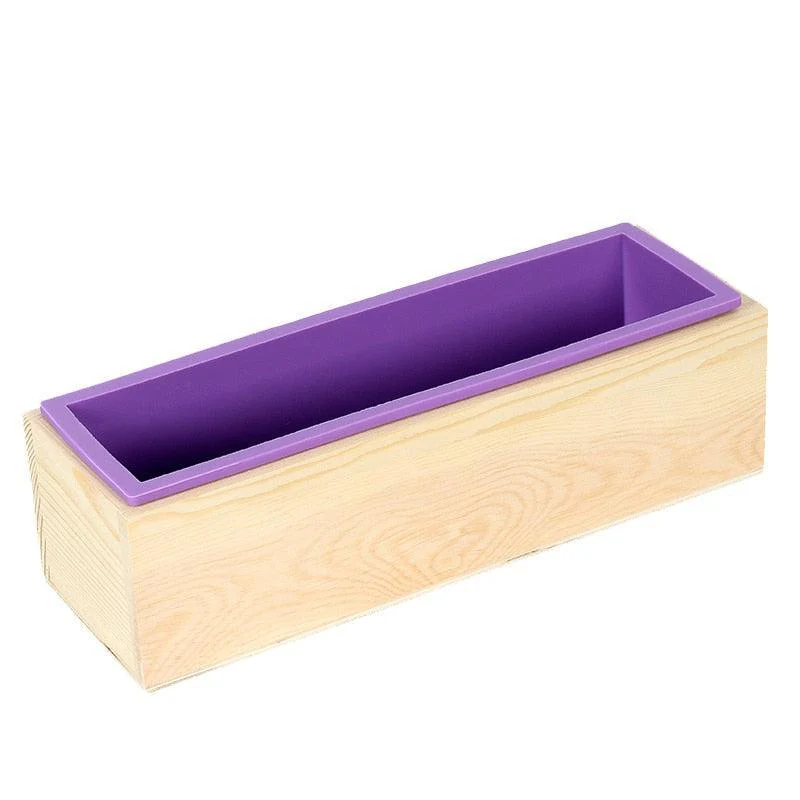 Rectangular Silicone Loaf Soap Mold with Wood Box - Image 3