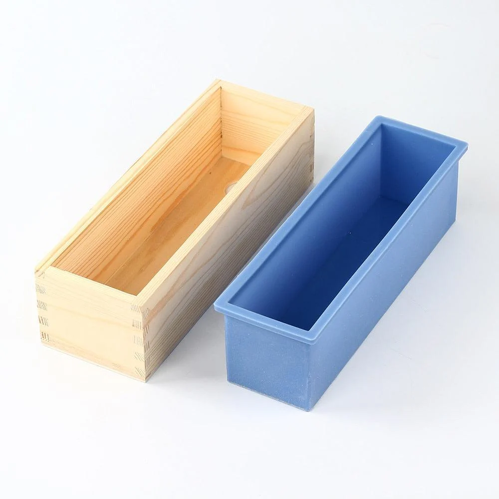 Rectangular Silicone Loaf Soap Mold with Wood Box - Image 4