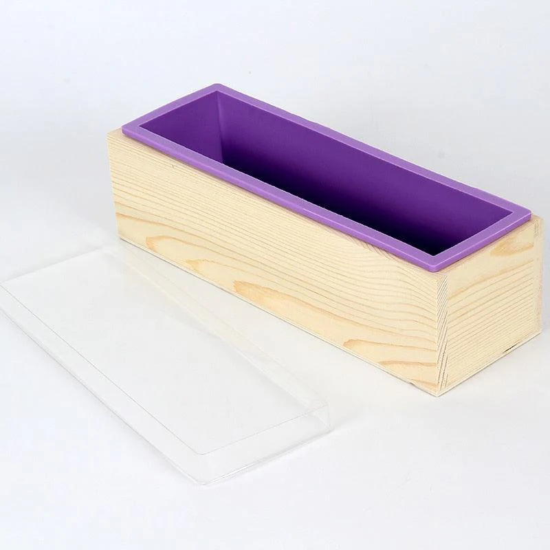 Rectangular Silicone Loaf Soap Mold with Wood Box - Image 6