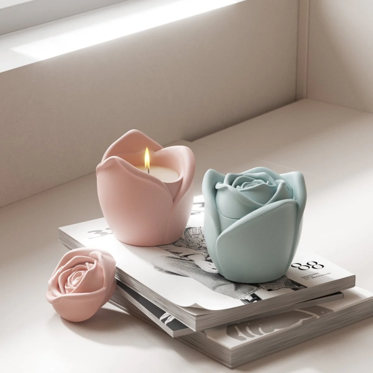 Rose Reverie Candle Jar Silicone Mold with 5oz Candle Refill Mold - Image 4