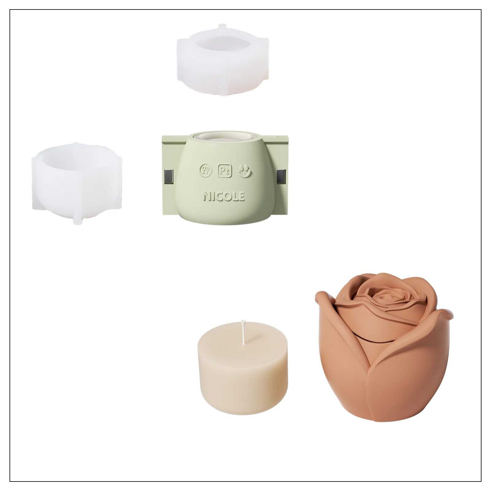 Rose Reverie Candle Jar Silicone Mold with 3oz Candle Refill Mold - Image 14
