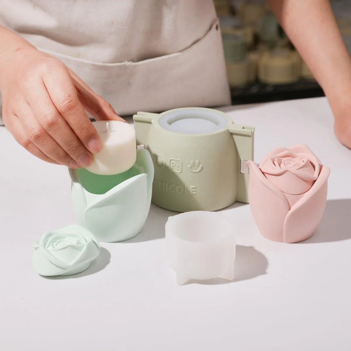 Rose Reverie Candle Jar Silicone Mold with 3oz Candle Refill Mold - Image 3