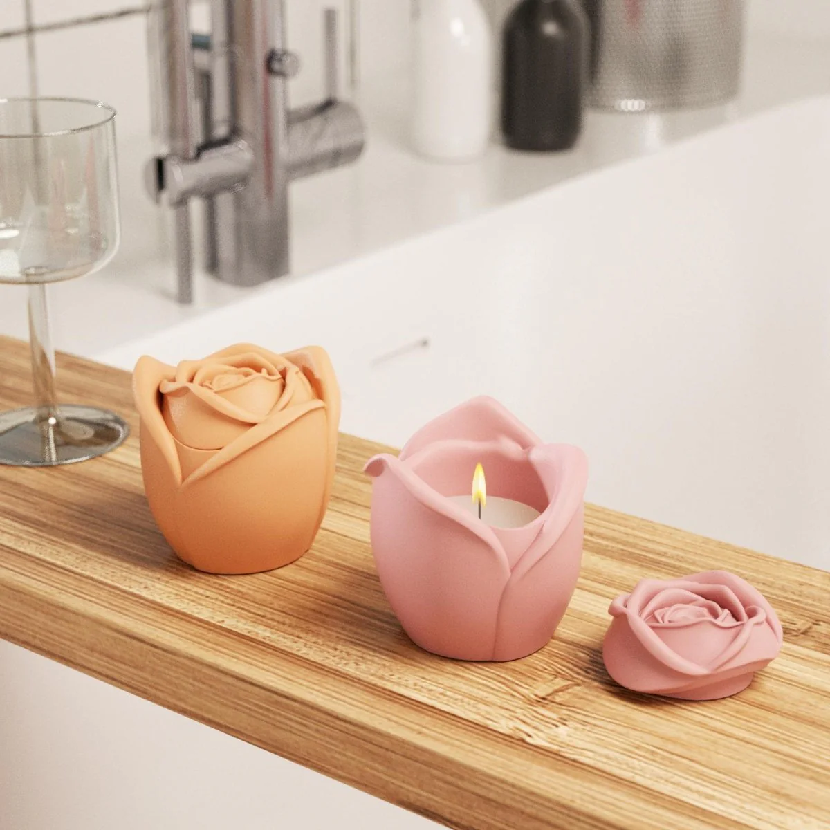 Rose Reverie Candle Jar Silicone Mold with 3oz Candle Refill Mold - Image 4