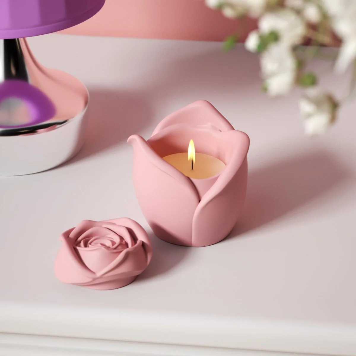 Rose Reverie Candle Jar Silicone Mold with 3oz Candle Refill Mold - Image 5