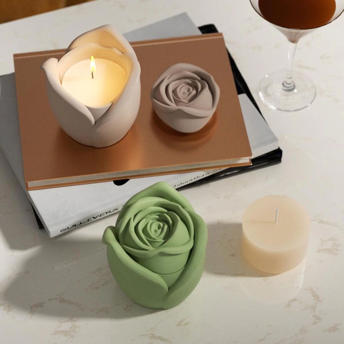 Rose Reverie Candle Jar Silicone Mold with 3oz Candle Refill Mold - Image 7