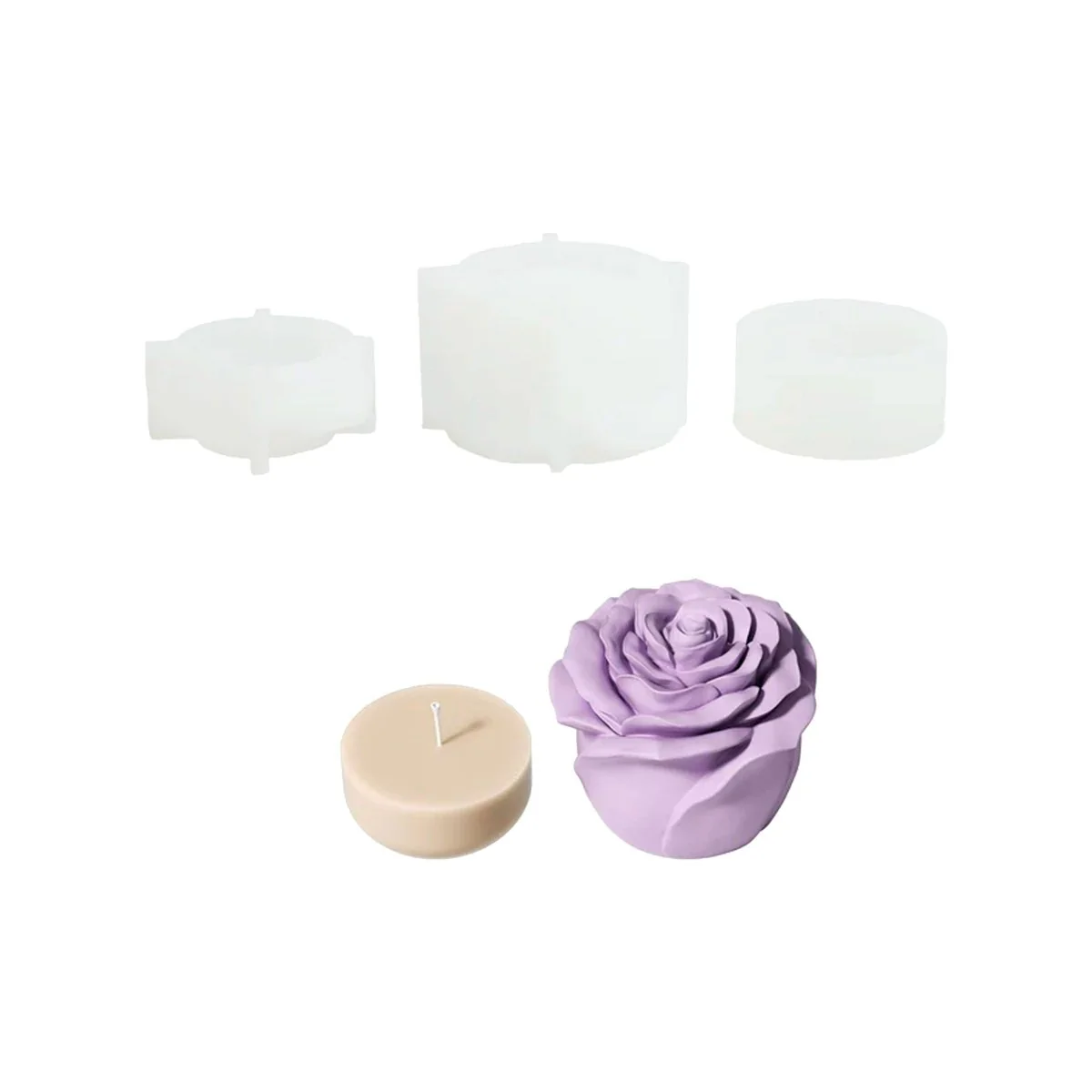 Eternal Rose Bloom Candle Jar & Candle Refill Silicone Mold Collection - Image 9