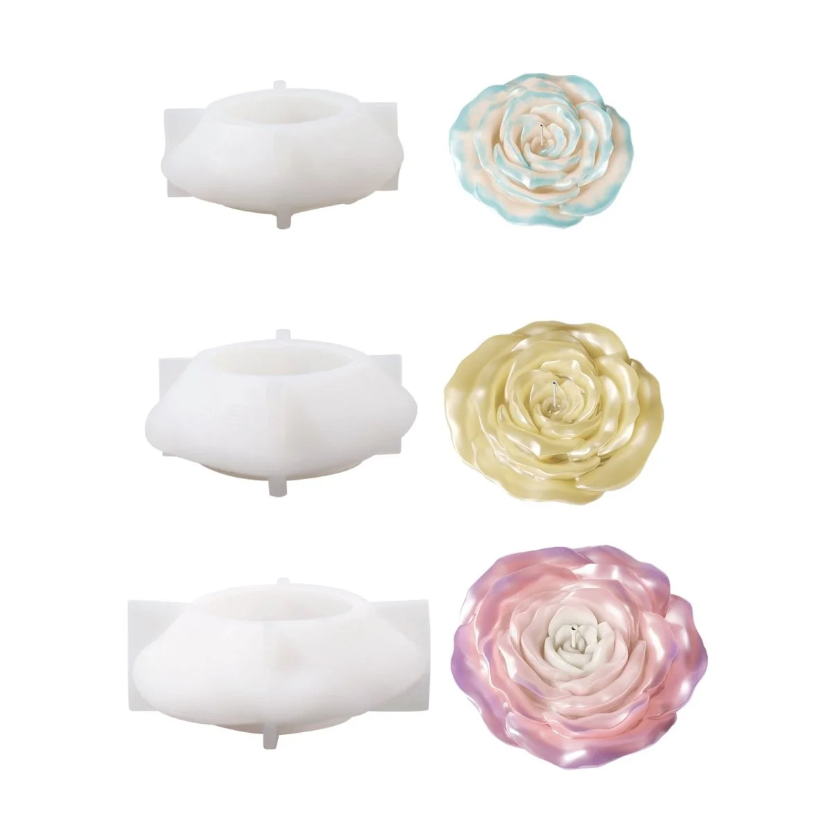 Velvet Bloom Rose Candle Silicone Mold Collection - Image 15