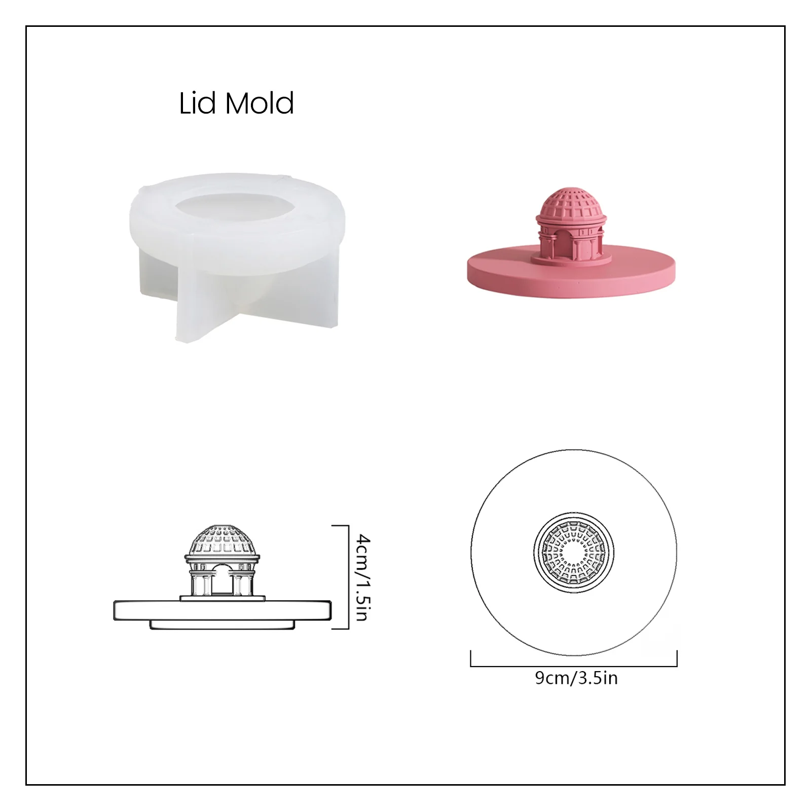 Architectural Sculpture Candle Jar with Lid Silicone Mold - Image 10