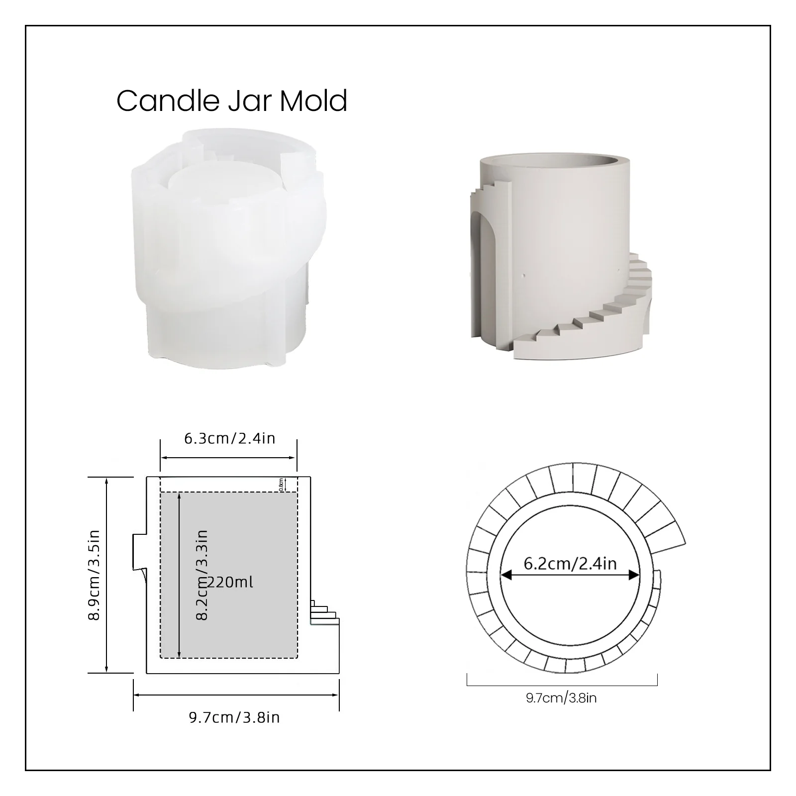 Architectural Sculpture Candle Jar with Lid Silicone Mold - Image 11