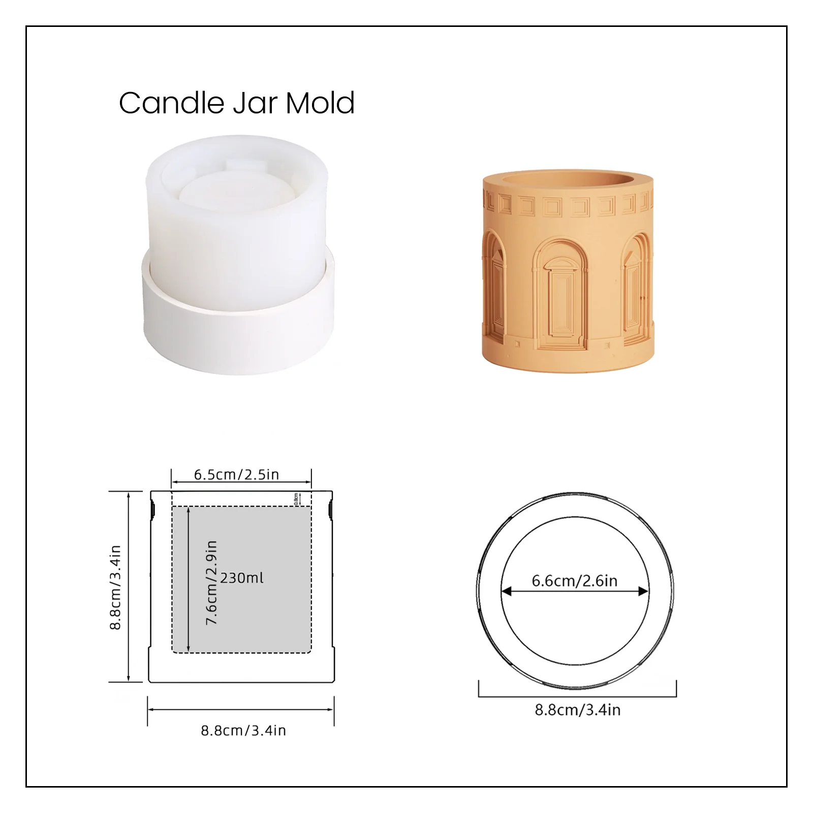 Architectural Sculpture Candle Jar with Lid Silicone Mold - Image 13