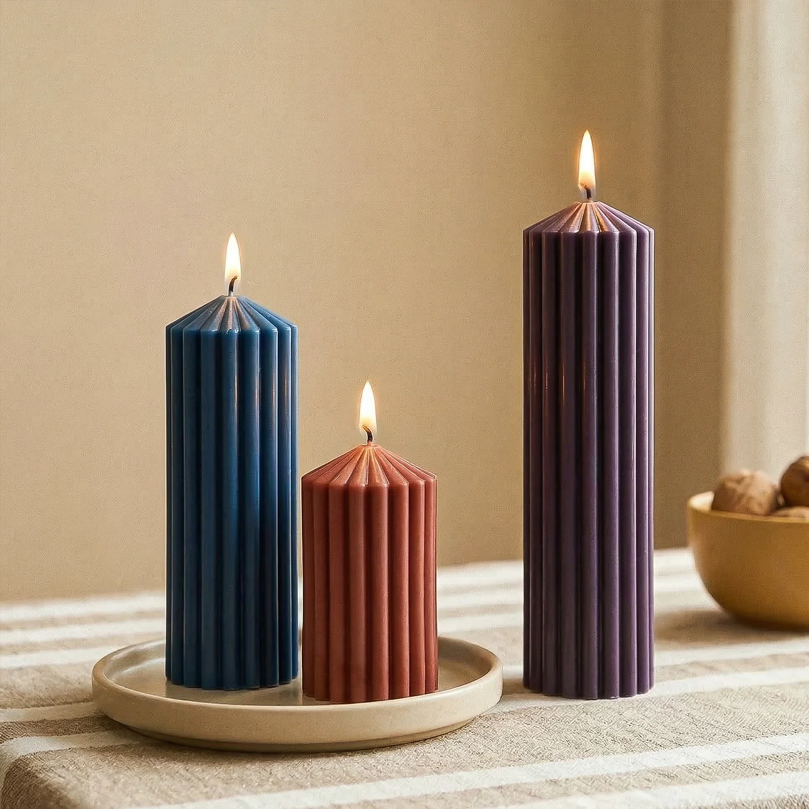 Serene Fluted Acrylic Pillar Candle Mold - Image 2