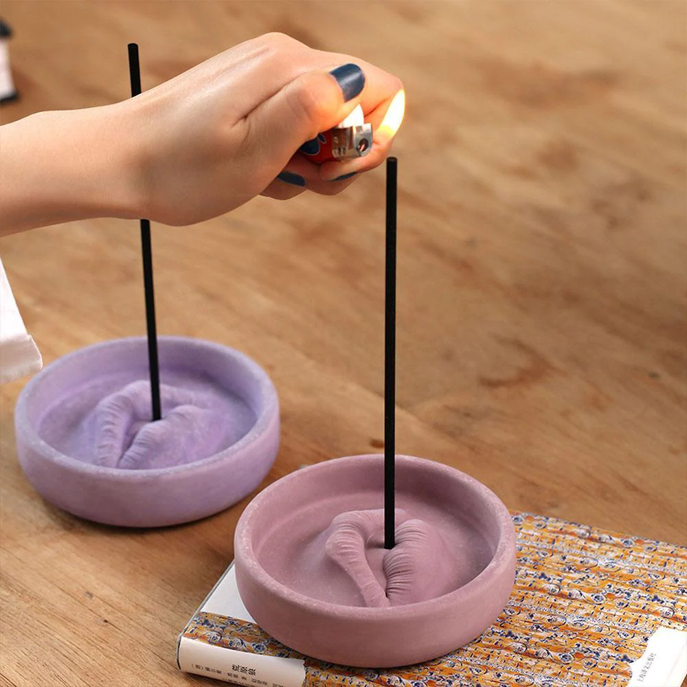 Sexy Lips Incense Stick Holder Concrete Mold Cement Silicone Mould - Image 4
