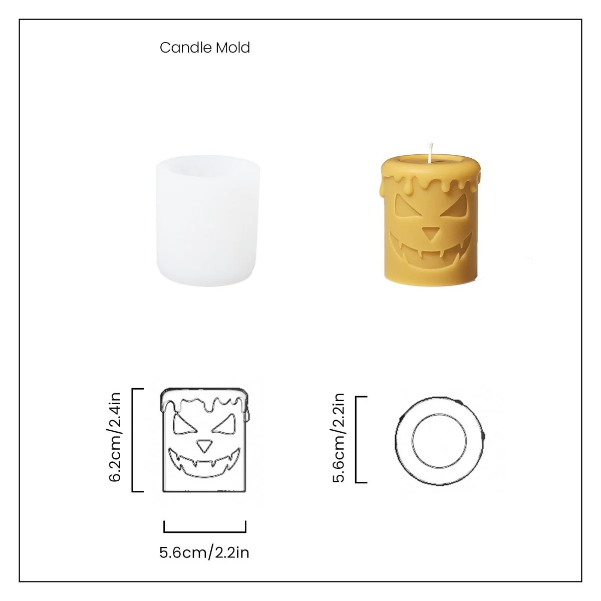 Short Scary Pumpkin Ghost Face Pillar Candle Silicone Mold for Halloween - Image 14