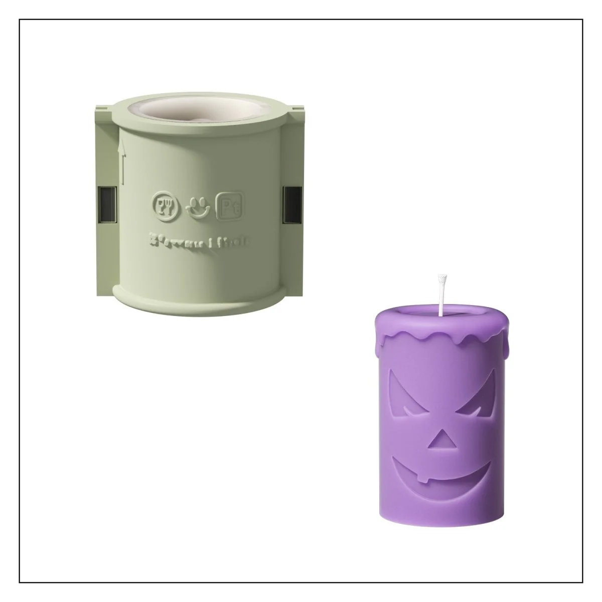 Scary Pumpkin Ghost Face Pillar Candle Silicone Mold Collection for Halloween - Image 16