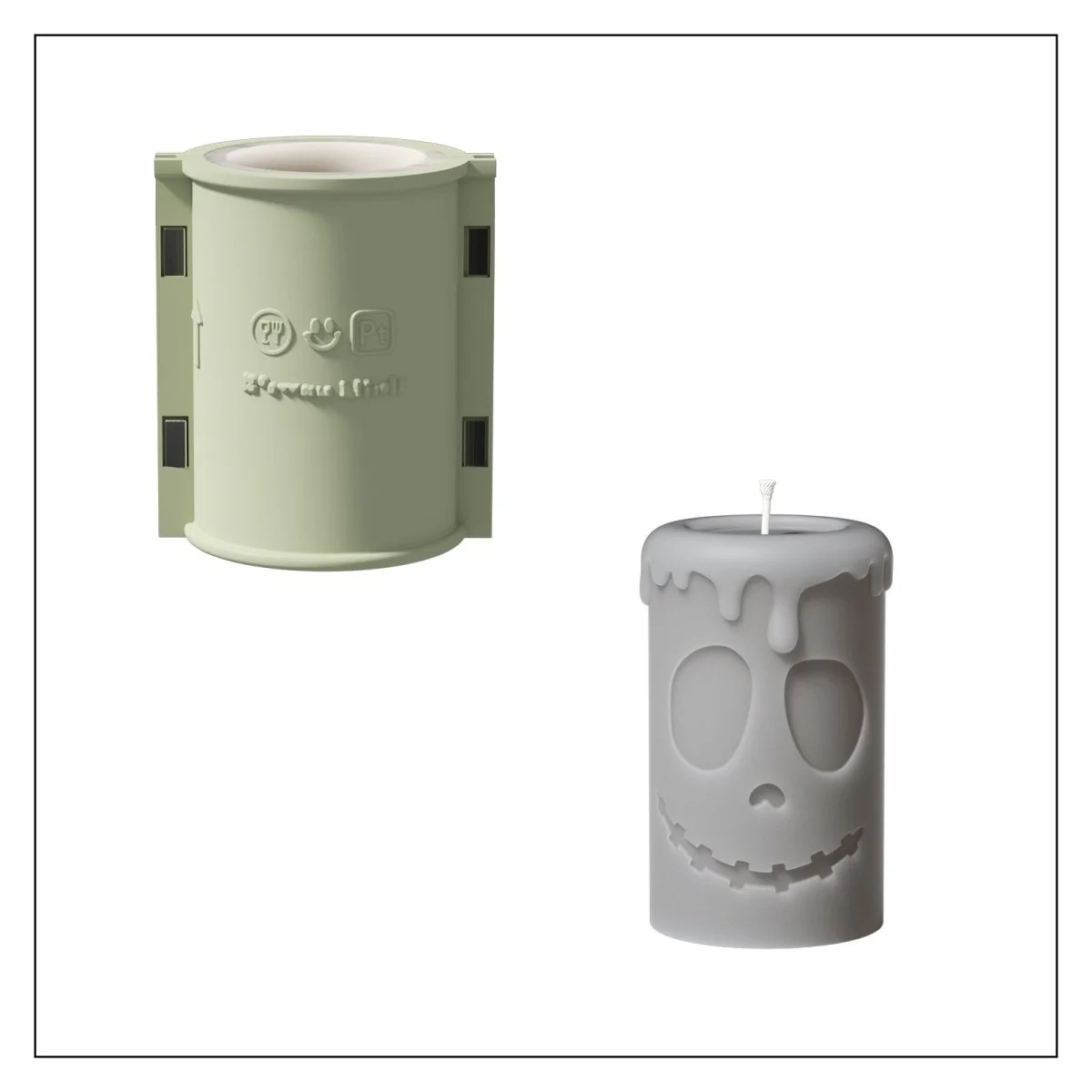 Scary Pumpkin Ghost Face Pillar Candle Silicone Mold Collection for Halloween - Image 17