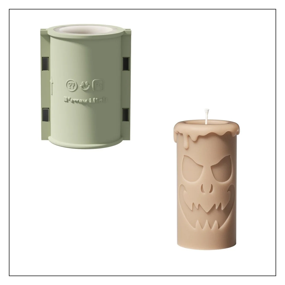 Scary Pumpkin Ghost Face Pillar Candle Silicone Mold Collection for Halloween - Image 18