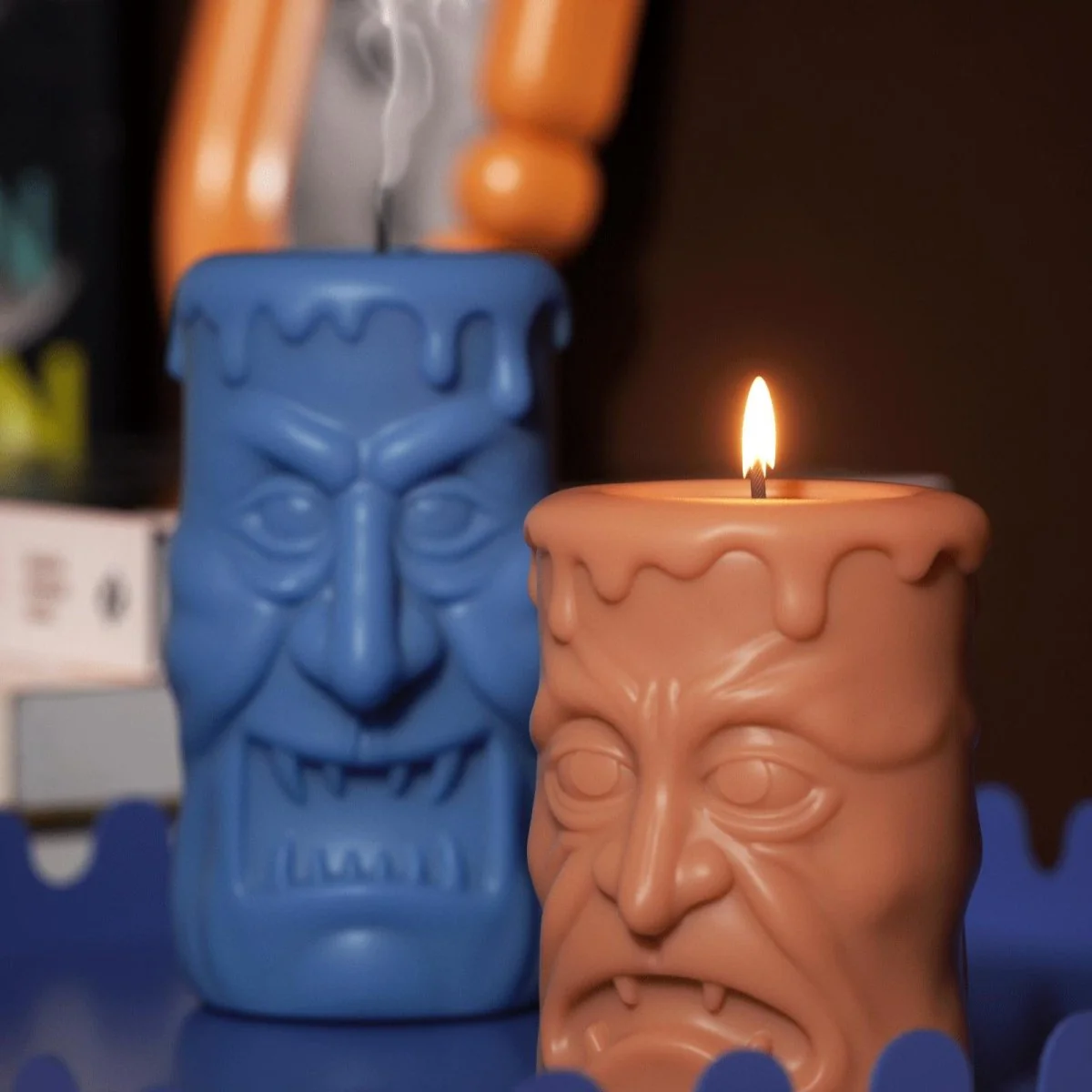 Double-sided Scary Ghost Face Pillar Candle Silicone Mold Collection for Halloween - Image 5