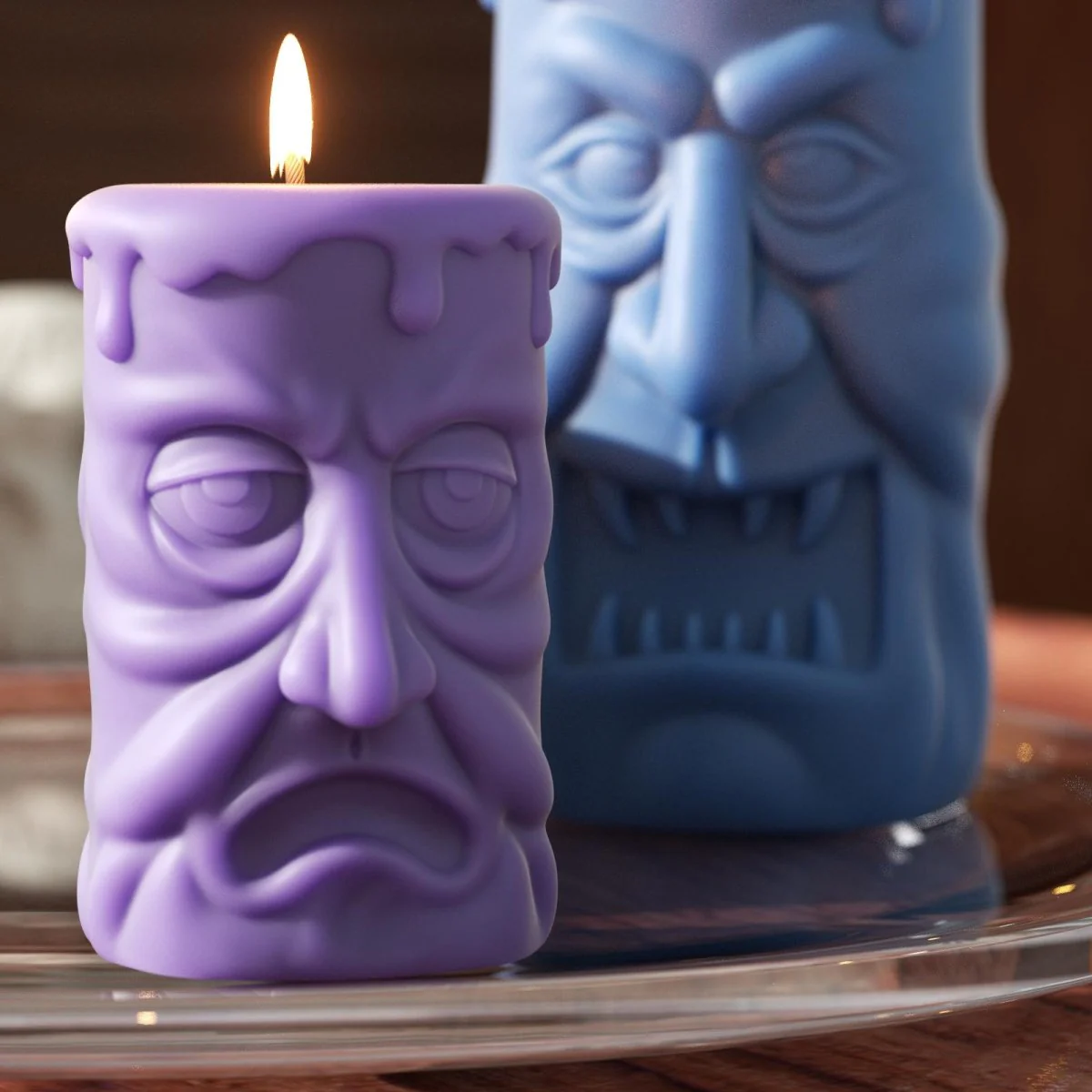 Double-sided Scary Ghost Face Pillar Candle Silicone Mold Collection for Halloween - Image 7