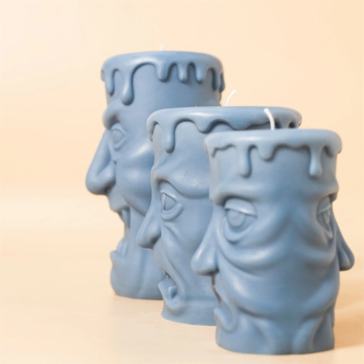 Double-sided Scary Ghost Face Pillar Candle Silicone Mold Collection for Halloween - Image 9