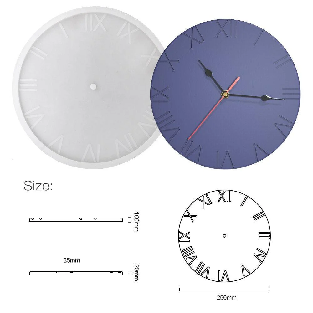 Concrete Roman Numerals Wall Clock Silicone Mold - Image 6