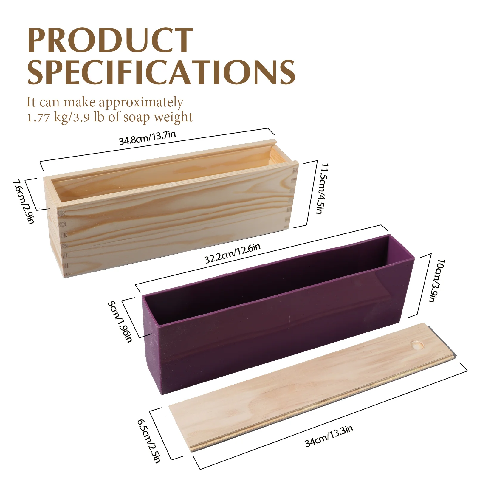 Silicone Soap Mold Tall and Skinny Loaf Mould with Wooden Box - Image 2