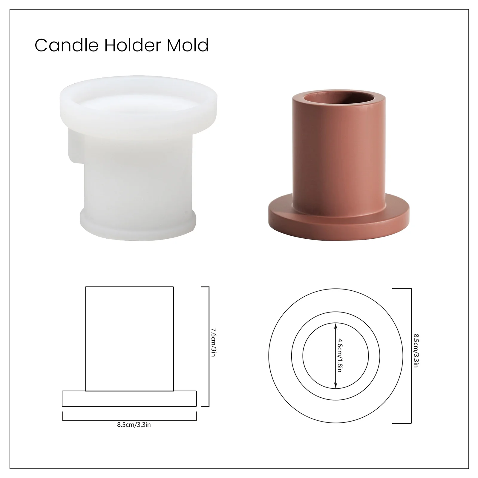 Simple Cylindrical Tealight Candle Holder Silicone Mold - Image 10