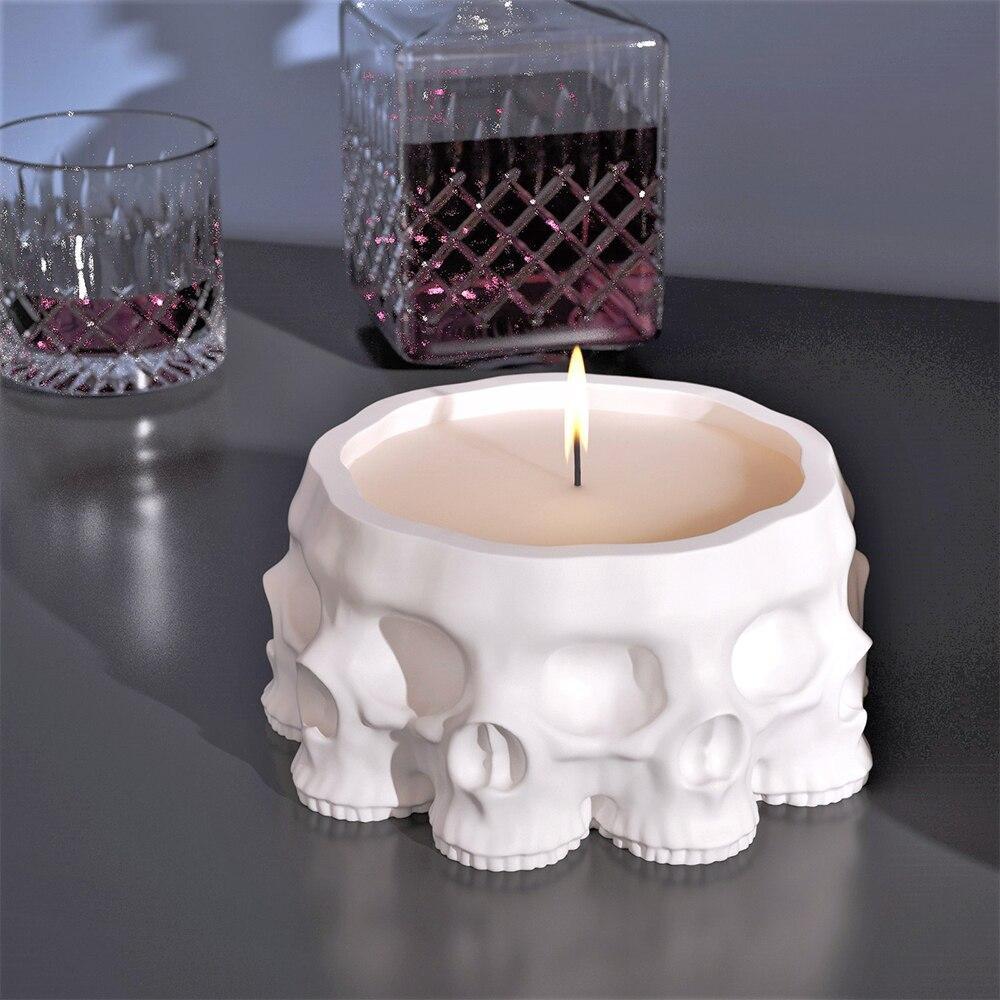 Multi-faces Skull Concrete Planter&Candle Jar Silicone Mold - Image 4
