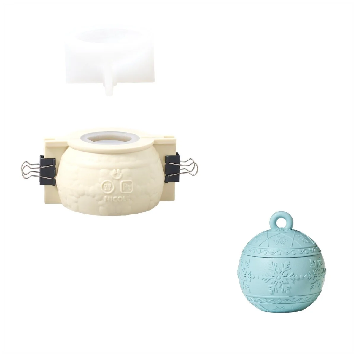 3oz Christmas Charm Bauble Light Candle Jar Silicone Mold - Image 11
