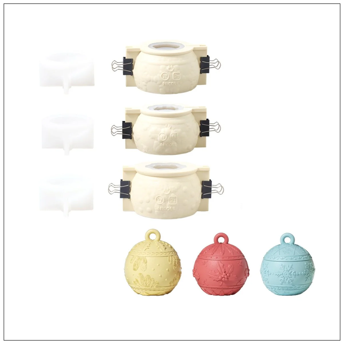 3oz Christmas Charm Bauble Light Candle Jar Silicone Mold - Image 14