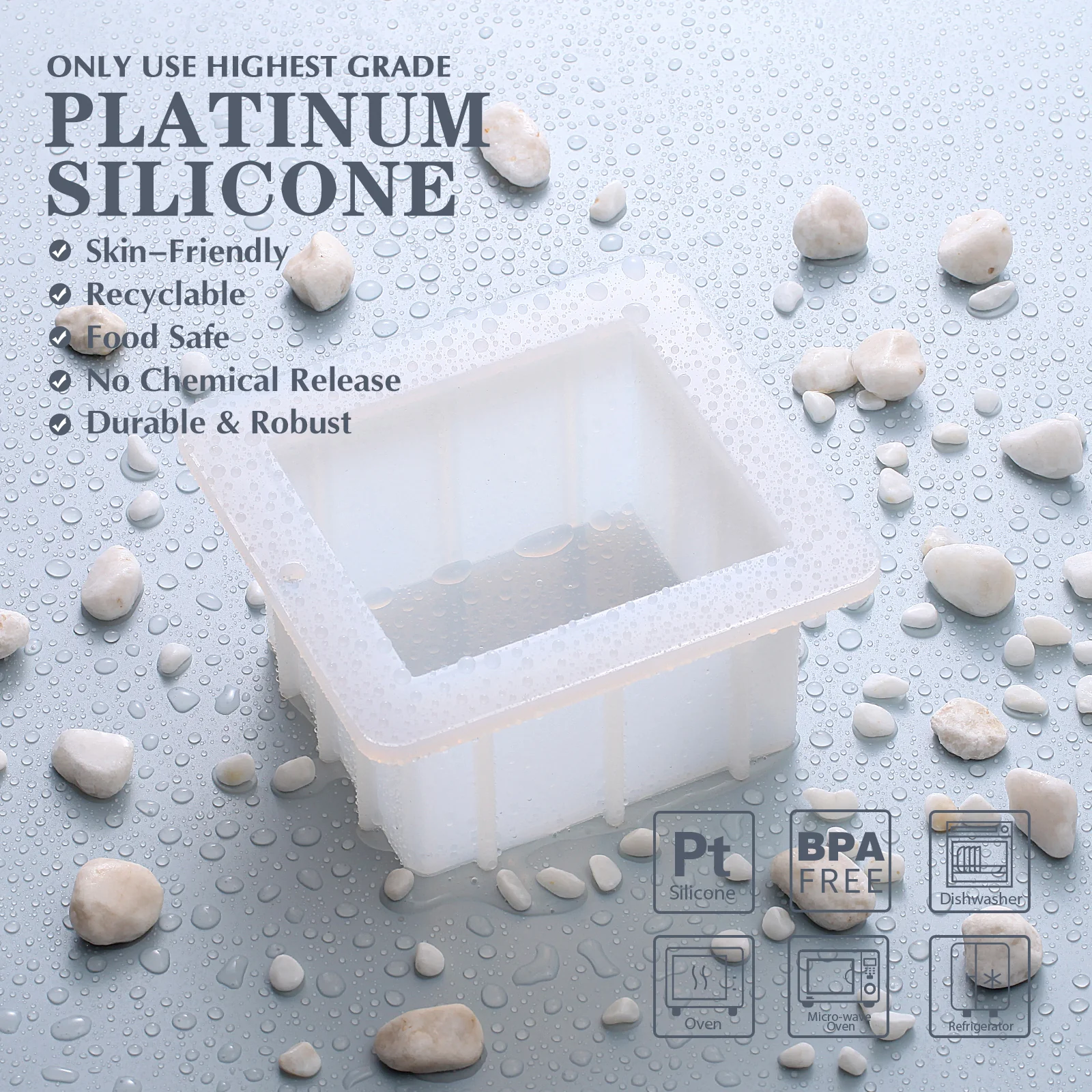Small Square Silicone Soap Mold White Test Moulds - Image 3