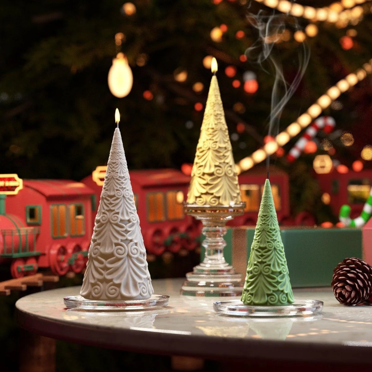 Relief Christmas Tree Candle Silicone Mold - Image 4
