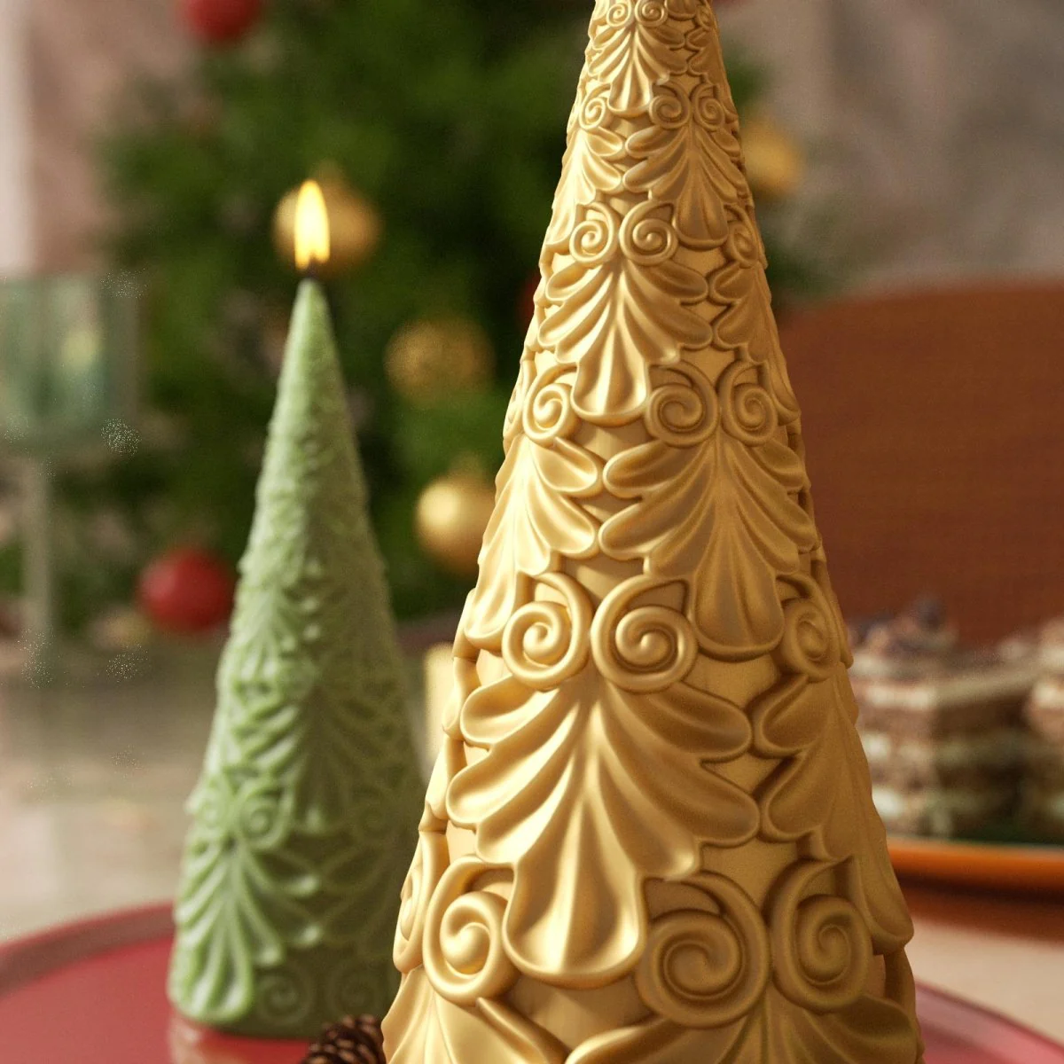 Relief Christmas Tree Candle Silicone Mold - Image 5