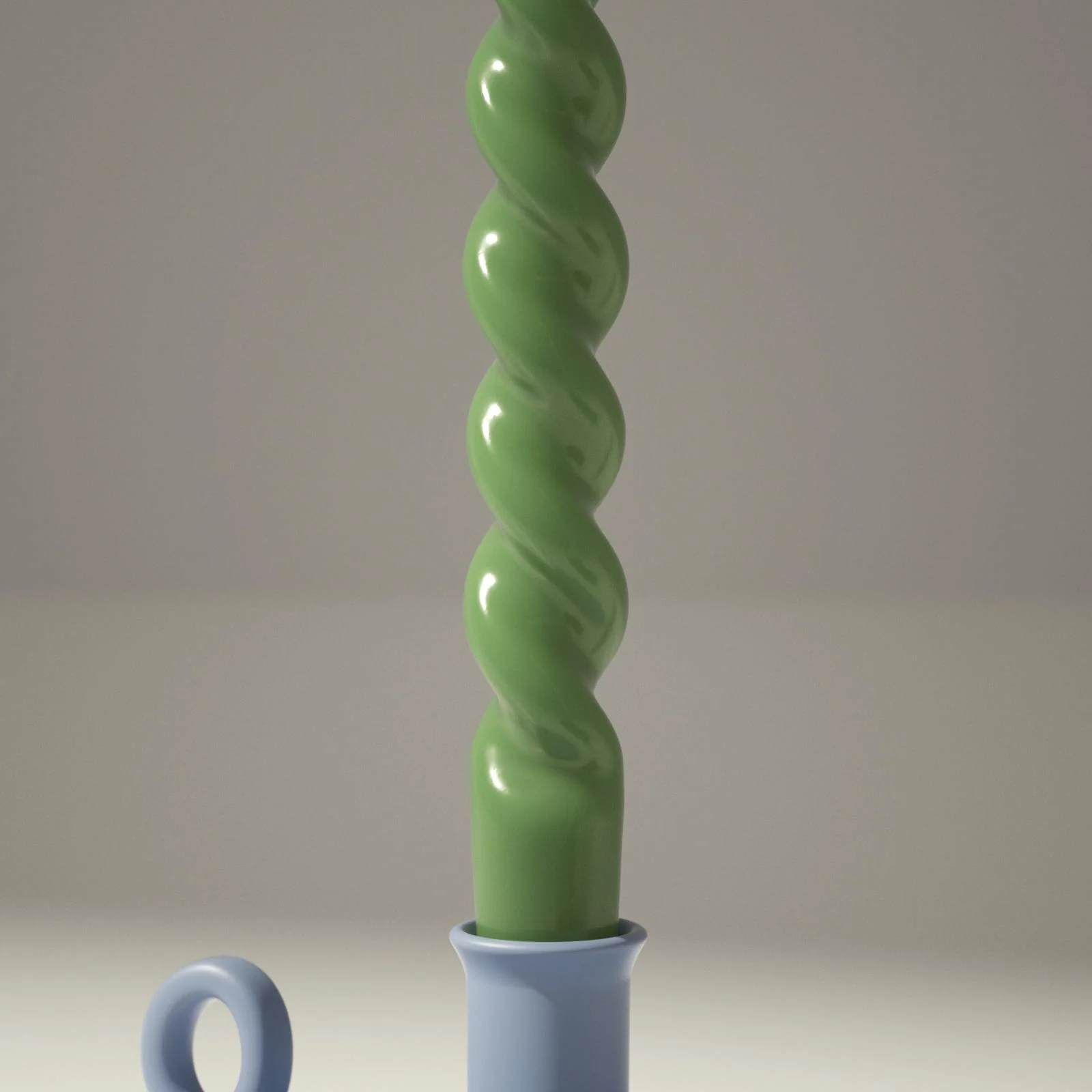PLAY Spiral Taper Candle - Set of 4 -Forest Green & Mint Green - Image 4