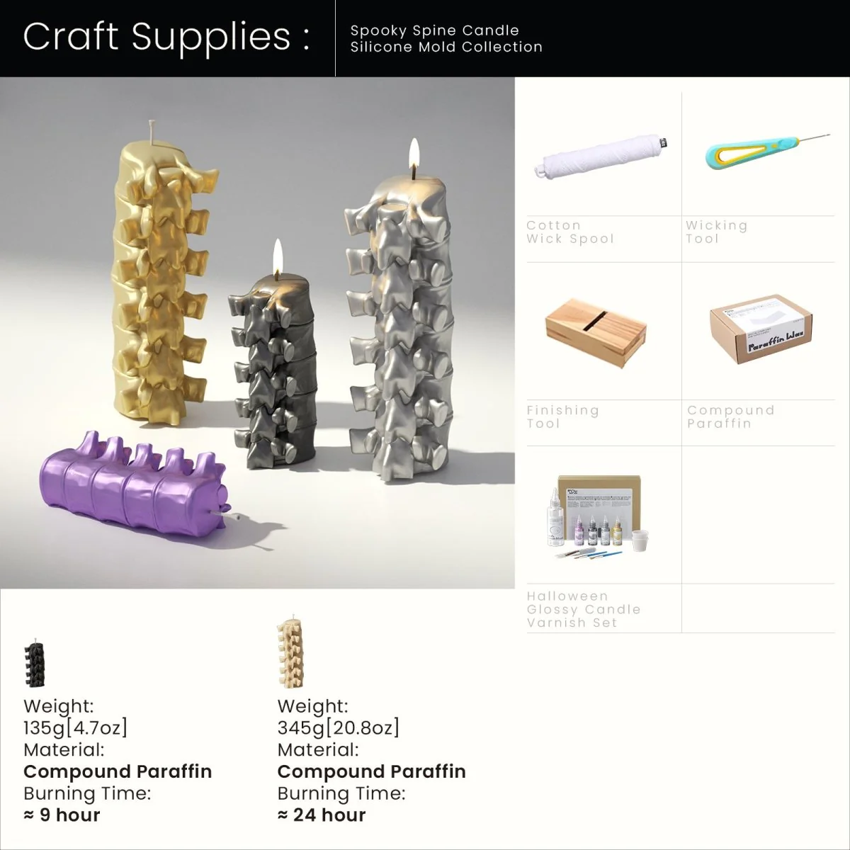 Spooky Spine Candle Silicone Mold Collection - Image 10