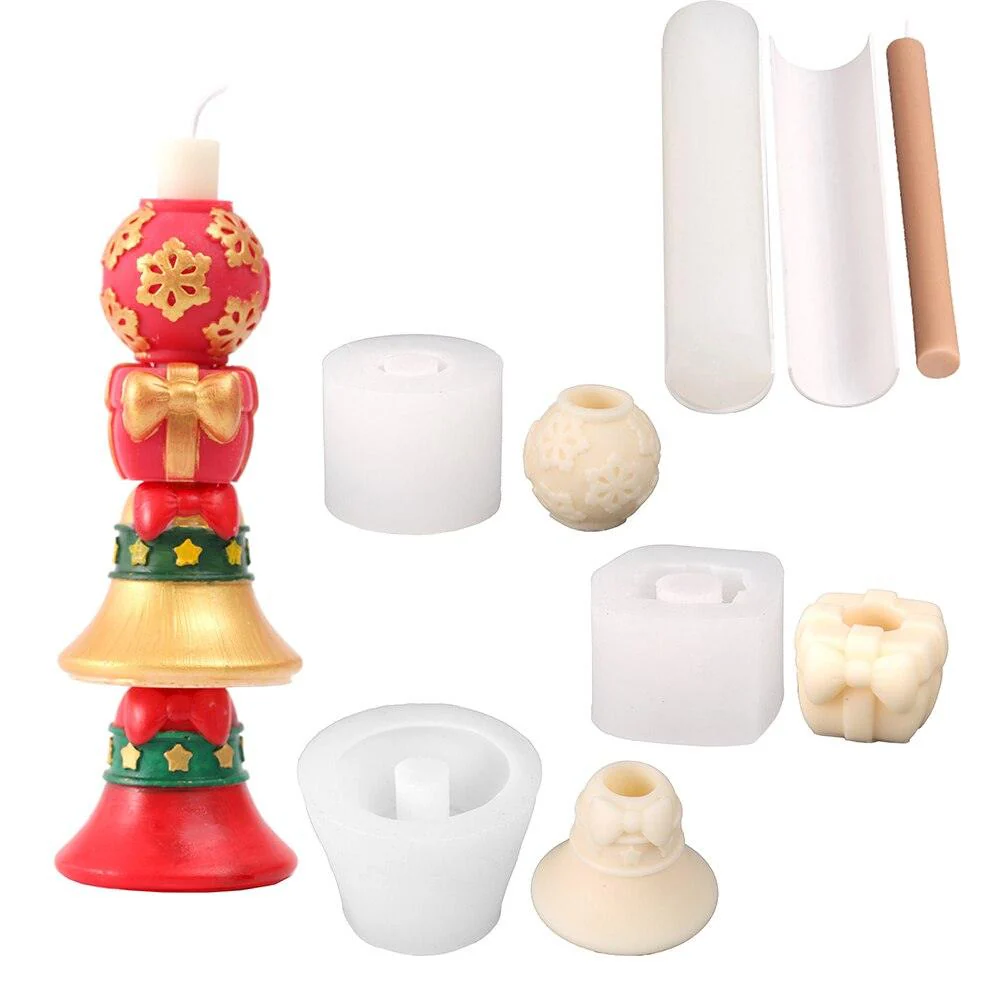 Christmas Themed Building Blocks Stackable Modular Candle Silicone Mold - Image 21