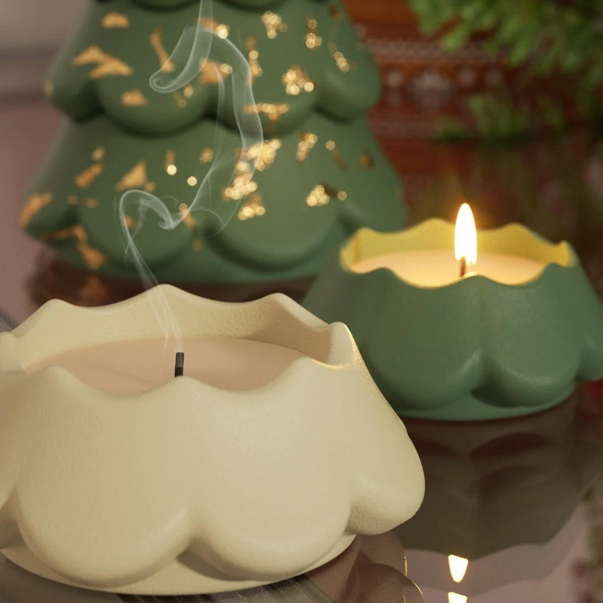 Blooming Stacking Christmas Tree Candle Jar Silicone Mold - Image 2
