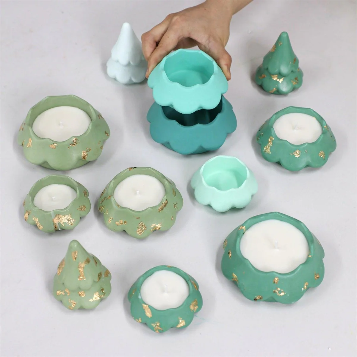 Blooming Stacking Christmas Tree Candle Jar Silicone Mold - Image 6