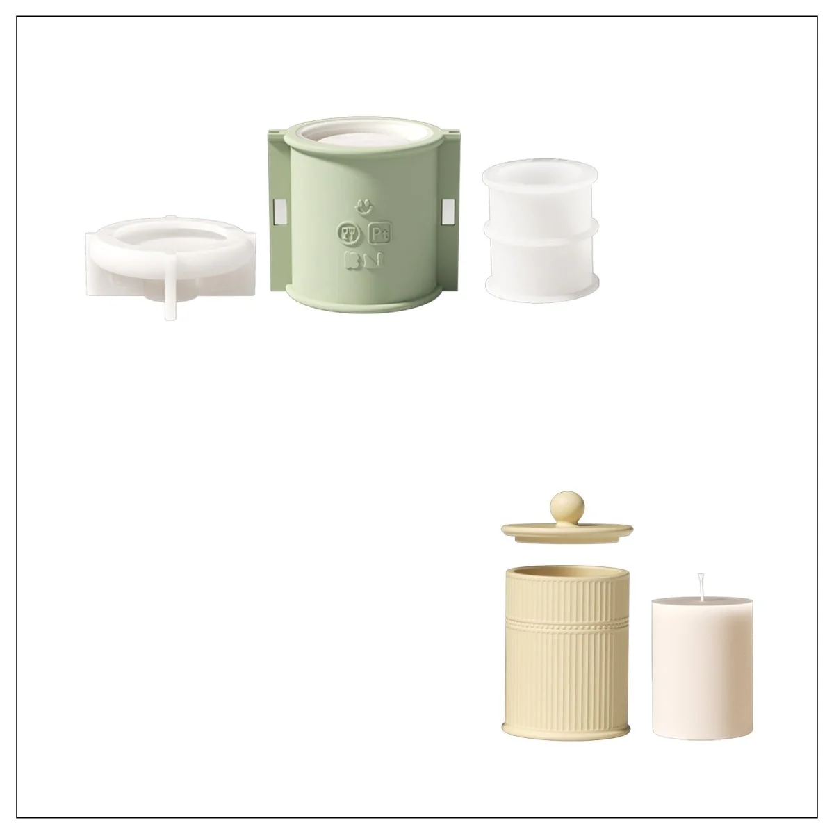 Striped Silhouette Candle Jar Silicone Mold & 9 oz Candle Refill Silicone Mold - Image 13