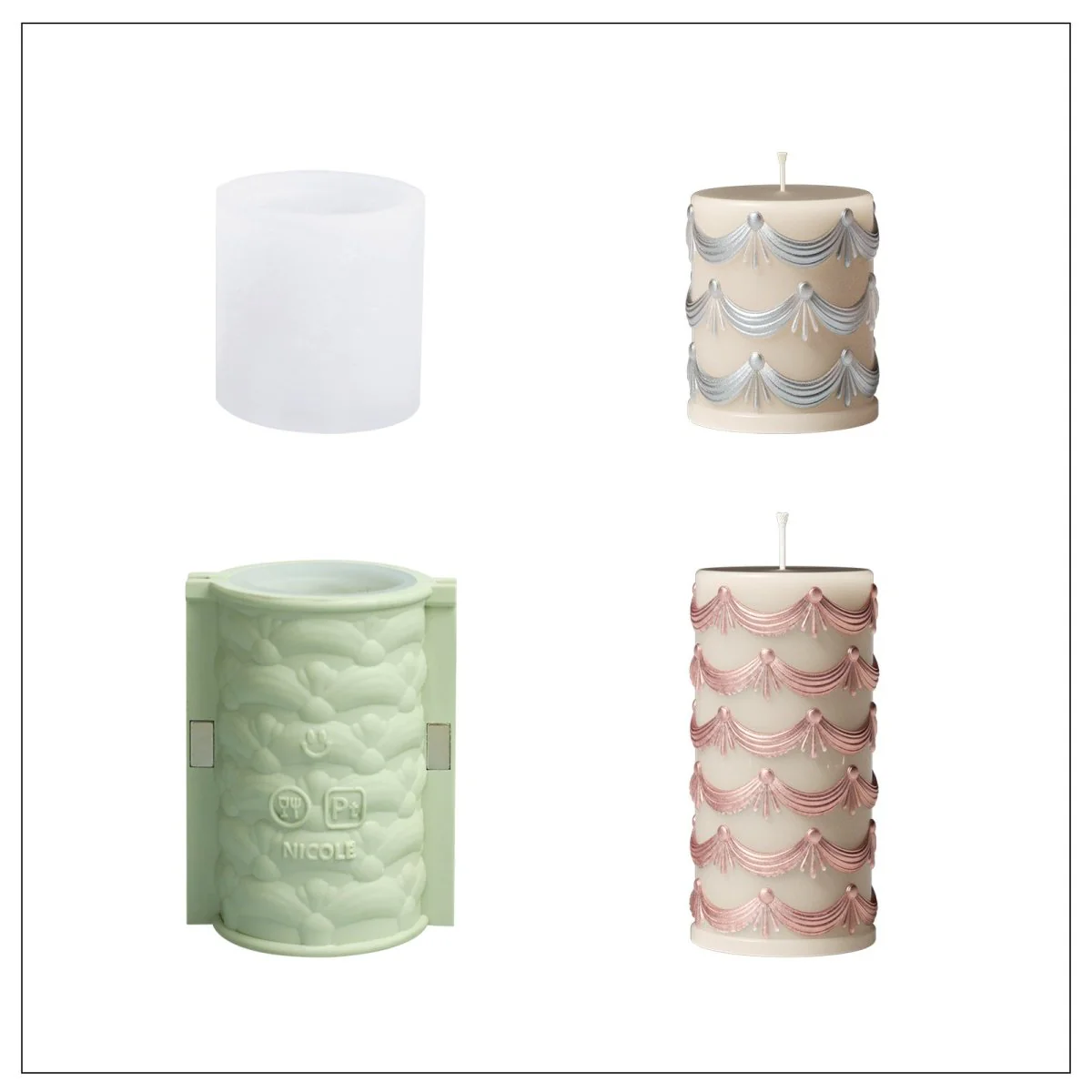 Icing Swag Pillar Candle Silicone Mold Collection - Image 12