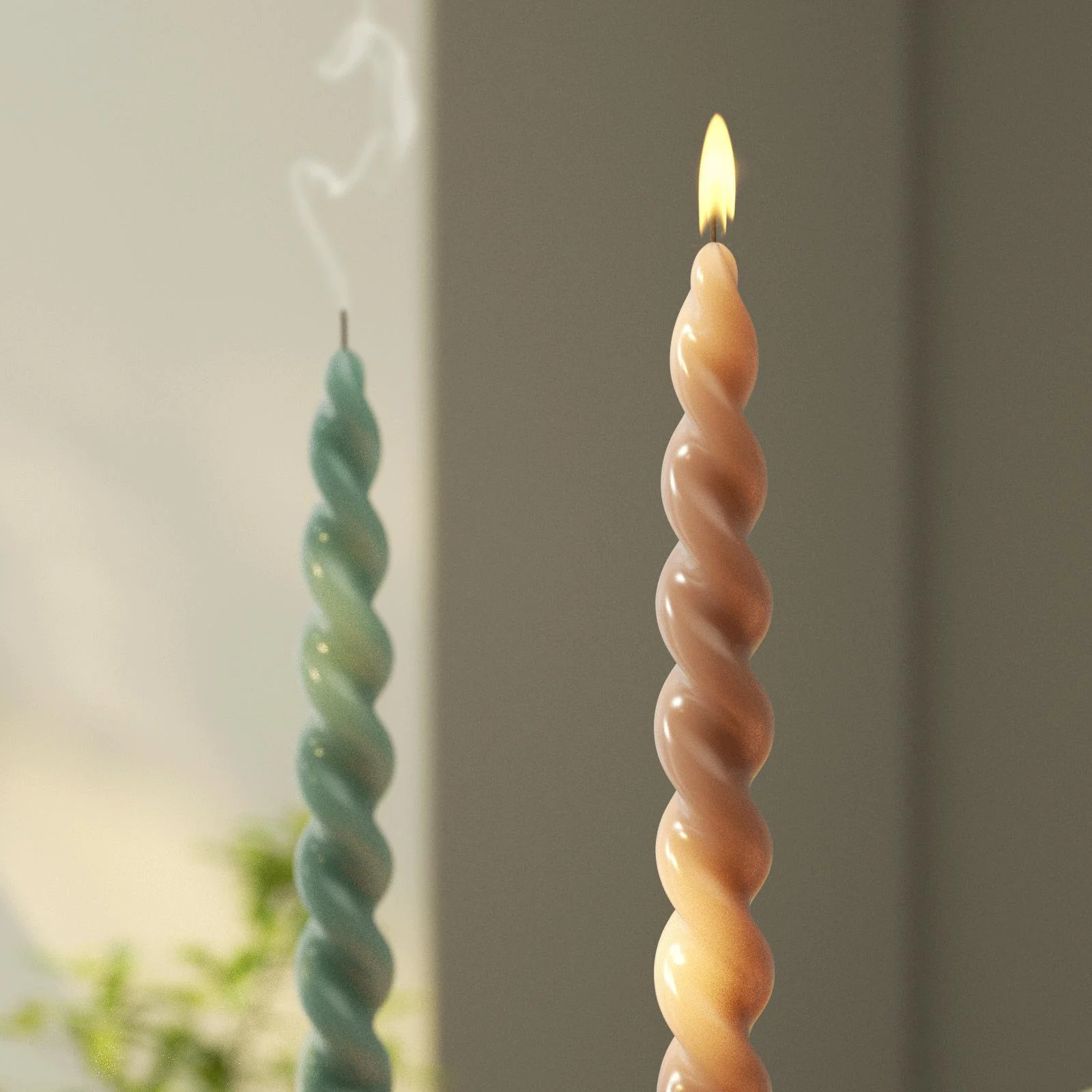 PLAY Spiral Taper Candle - Set of 4-Mocha & Sky Blue & Deep Ocean Blue & Spring Green - Image 3